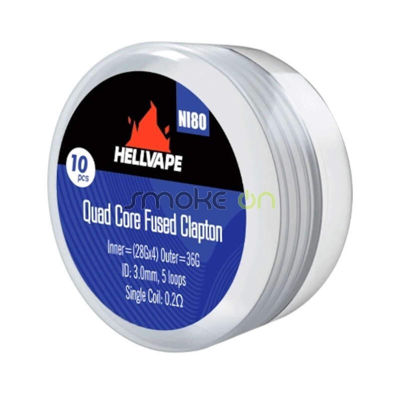 RESISTENCIAS NI80 QUAD CORE FUSED CLAPTON COIL 02OHM 10UDS HELLVAPE